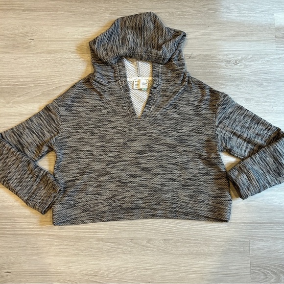 Anthropologie Saturday Sunday Gray Sparkled Cropped Hoodie - Large - Picture 2 of 7